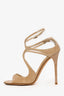 Jimmy Choo Beige Patent Leather Wrap Heels Size 36.5