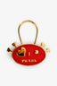 Prada Red Saffiano Gold Heart Wink Keychain