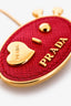 Prada Red Saffiano Gold Heart Wink Keychain