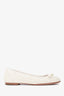 Christian Dior White Leather Cannage Pearl Bow Ballet Flats Size 37