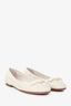 Christian Dior White Leather Cannage Pearl Bow Ballet Flats Size 37