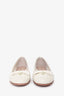 Christian Dior White Leather Cannage Pearl Bow Ballet Flats Size 37