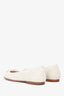 Christian Dior White Leather Cannage Pearl Bow Ballet Flats Size 37