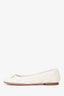 Christian Dior White Leather Cannage Pearl Bow Ballet Flats Size 37