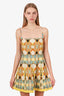 Alexis Yellow/Blue Linen Beaded Detailed Mini Dress Size XS