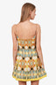 Alexis Yellow/Blue Linen Beaded Detailed Mini Dress Size XS
