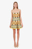 Alexis Yellow/Blue Linen Beaded Detailed Mini Dress Size XS