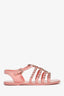 Pre-Loved Chanel™ 2023 S/S Pink Leather Chain Detail Sandals Size 37C