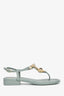 Pre-Loved Chanel™ 2023C Light Blue Heart Jewel Crystal Sandals Size 37C