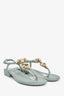 Pre-Loved Chanel™ 2023C Light Blue Heart Jewel Crystal Sandals Size 37C