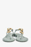 Pre-Loved Chanel™ 2023C Light Blue Heart Jewel Crystal Sandals Size 37C