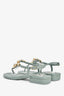 Pre-Loved Chanel™ 2023C Light Blue Heart Jewel Crystal Sandals Size 37C