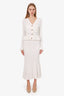 Self Portrait White Ribbed With Gold Tone Hardware Long Sleeve Maxi Dress Size M