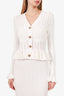 Self Portrait White Ribbed With Gold Tone Hardware Long Sleeve Maxi Dress Size M