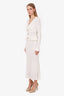 Self Portrait White Ribbed With Gold Tone Hardware Long Sleeve Maxi Dress Size M
