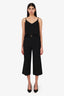 Red Valentino Black Cropped Straight Leg Trousers With Gold Buckle Size 38