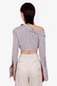 Fendi Grey/White Striped Cropped Ruched Blouse Size 40