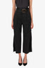 Veronica Beard Black Linen Pleated Straight Leg Pants With Belt Detail Size 2