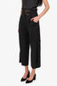 Veronica Beard Black Linen Pleated Straight Leg Pants With Belt Detail Size 2