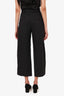 Veronica Beard Black Linen Pleated Straight Leg Pants With Belt Detail Size 2