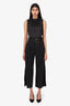 Veronica Beard Black Linen Pleated Straight Leg Pants With Belt Detail Size 2