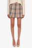 Burberry Beige Wool Nova Check Pleated Mini Skirt Size 6