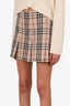 Burberry Beige Wool Nova Check Pleated Mini Skirt Size 6
