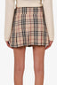 Burberry Beige Wool Nova Check Pleated Mini Skirt Size 6