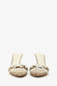 Gucci Beige GG Supreme Canvas White Leather Bow Heels Size 36.5