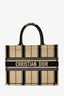 Christian Dior 2020 Tan/Black Canvas Striped Medium Book Tote