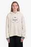 Prada 2023 Heathered Beige Cotton Logo Hoodie Size S