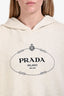 Prada 2023 Heathered Beige Cotton Logo Hoodie Size S