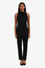 Valentino Techno Couture Black Wool Floral Neckline Jumpsuit Size 4