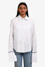Anna Quan White Cotton Button Down 'DFF' Embroidered Shirt Size 4