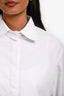 Anna Quan White Cotton Button Down 'DFF' Embroidered Shirt Size 4
