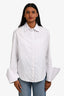 Anna Quan White Cotton Button Down 'DFF' Embroidered Shirt Size 4
