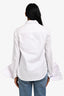 Anna Quan White Cotton Button Down 'DFF' Embroidered Shirt Size 4