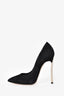 Casadei Black Suede Pearl Heels Size 7