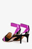 Giannico Black Suede Purple Satin Crystal Embellished Mule Heels Size 37