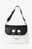 JW Anderson White/Black Leather Medium Pierce Bag