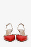 Valentino Red/Beige Patent Leather Rockstud Slingback Sandals Size 37