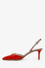 Valentino Red/Beige Patent Leather Rockstud Slingback Sandals Size 37