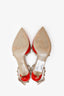 Valentino Red/Beige Patent Leather Rockstud Slingback Sandals Size 37