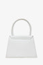 Jacquemus White Leather Medium 'Le Chiquito' Top Handle With Strap