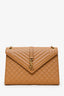 Saint Laurent Brown Grained Leather Tri-Quilted Envelope Chain Medium Shoulder Bag