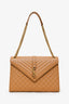 Saint Laurent Brown Grained Leather Tri-Quilted Envelope Chain Medium Shoulder Bag