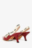 Christian Dior Red Patent J'Adior Slingback Kitten Heels Size 37