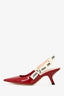 Christian Dior Red Patent J'Adior Slingback Kitten Heels Size 37