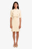 Gucci Cream Ribbed Short Sleeve Midi Dress With Silver Buttons Size L