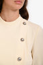 Gucci Cream Ribbed Short Sleeve Midi Dress With Silver Buttons Size L